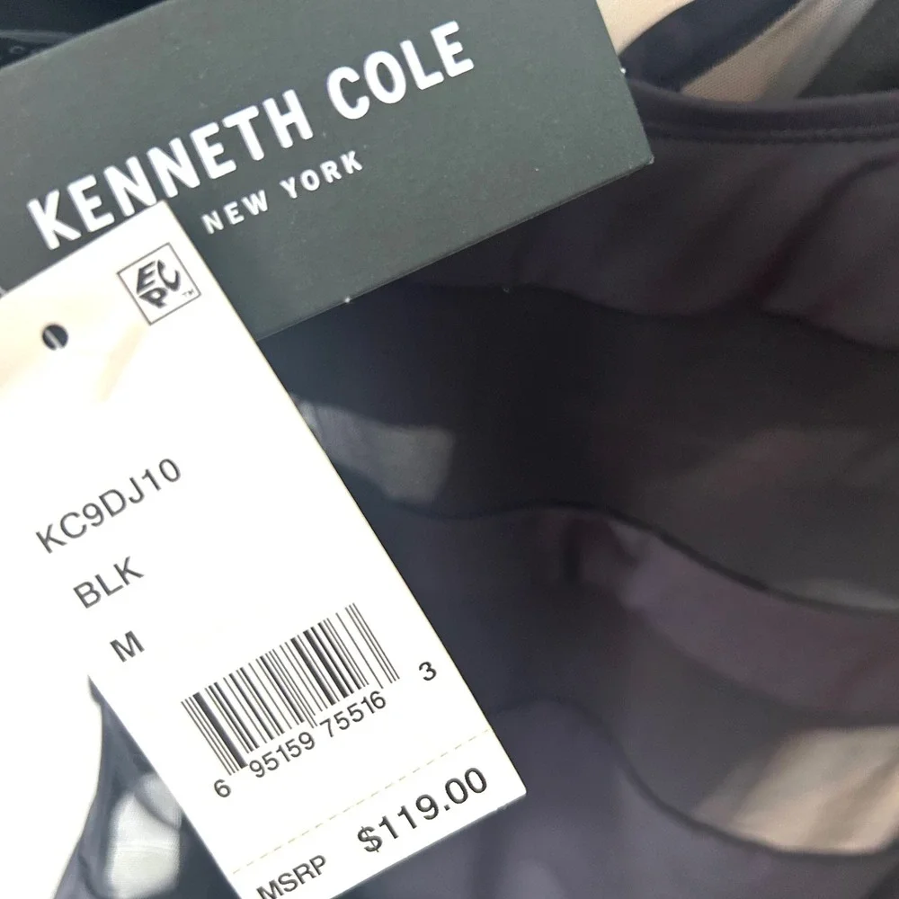 NWT Kenneth Cole Women's Black Mesh Detail One Piece Swimsuit in Size‎ M